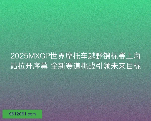 2025MXGP世界摩托车越野锦标赛上海站拉开序幕 全新赛道挑战引领未来目标