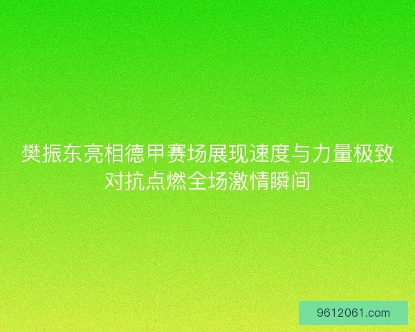 樊振东亮相德甲赛场展现速度与力量极致对抗点燃全场激情瞬间