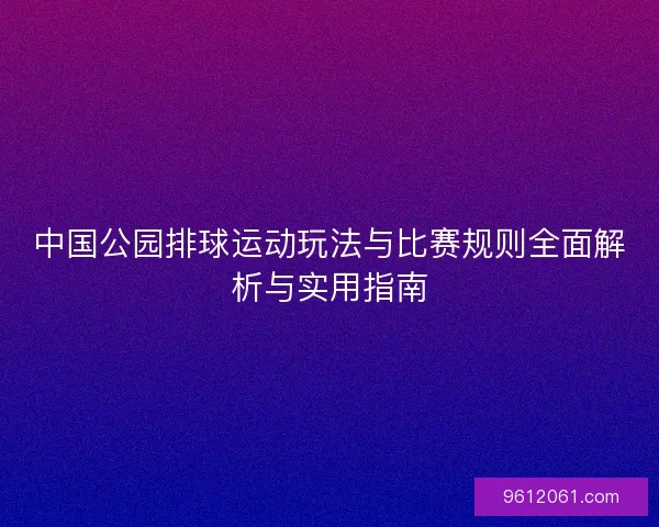 中国公园排球运动玩法与比赛规则全面解析与实用指南
