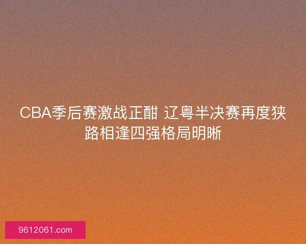 CBA季后赛激战正酣 辽粤半决赛再度狭路相逢四强格局明晰