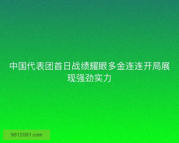 中国代表团首日战绩耀眼多金连连开局展现强劲实力